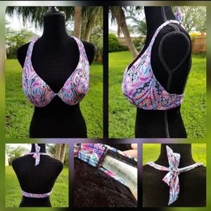 NWOT RARE Paisley Colorful Pastel Tribal Bikini Top Swimsuit 36C